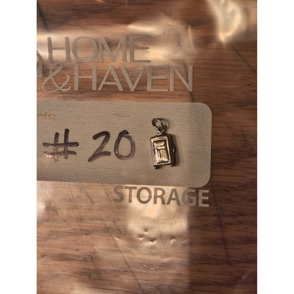 Vintage Sterling Silver Suitcase Charm Pendant Rolling Luggage Travel 925 Silver